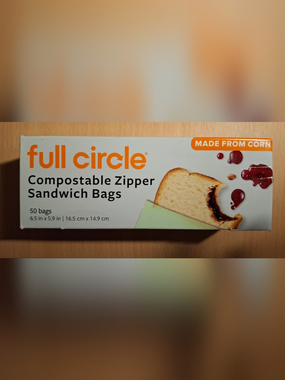 Full Circle Compostable Zipper Sandwich Bags 50ct 6.5 x 5.9 Leak Resistant